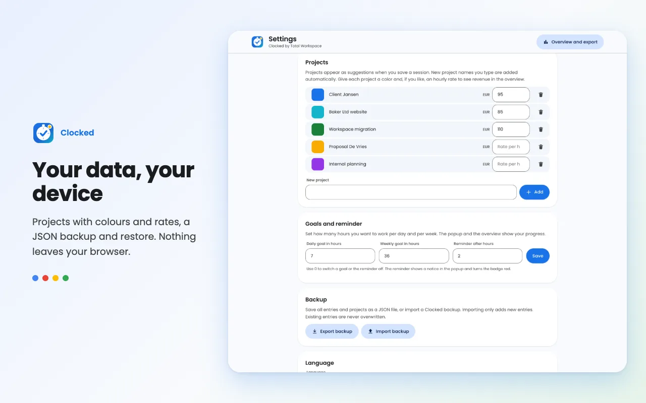 Export and backup
