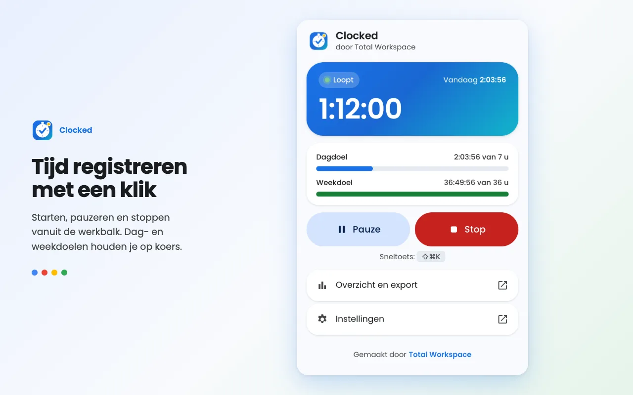 De timer in de werkbalk