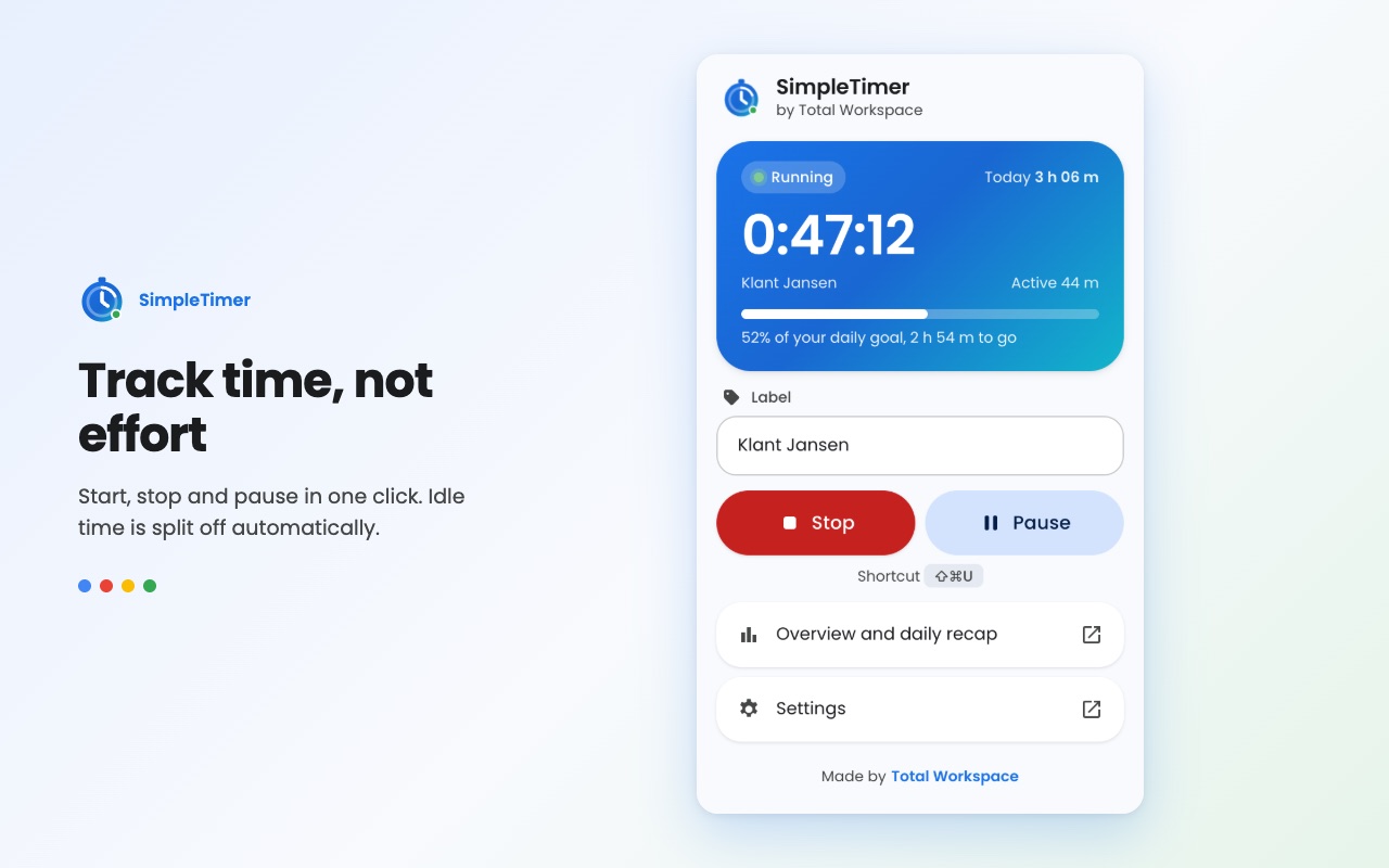 Start, pause and stop with one click