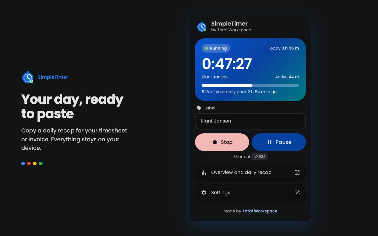 Daily wrap-up ready to paste, also in dark mode