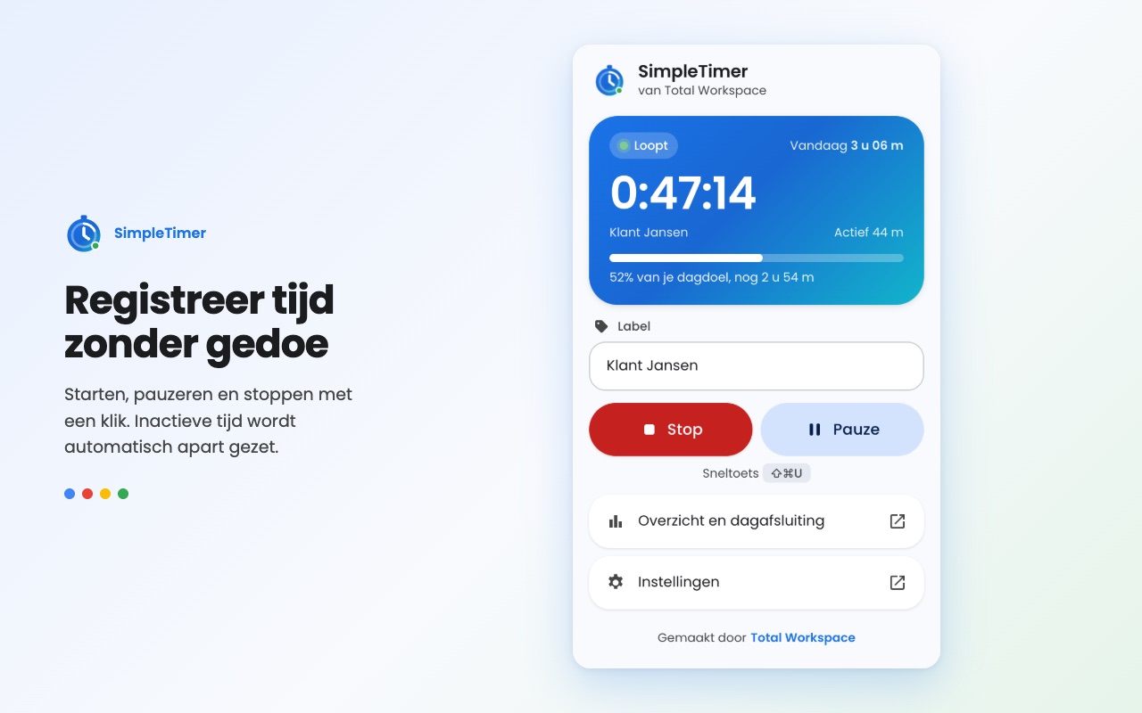 Starten, pauzeren en stoppen met een klik
